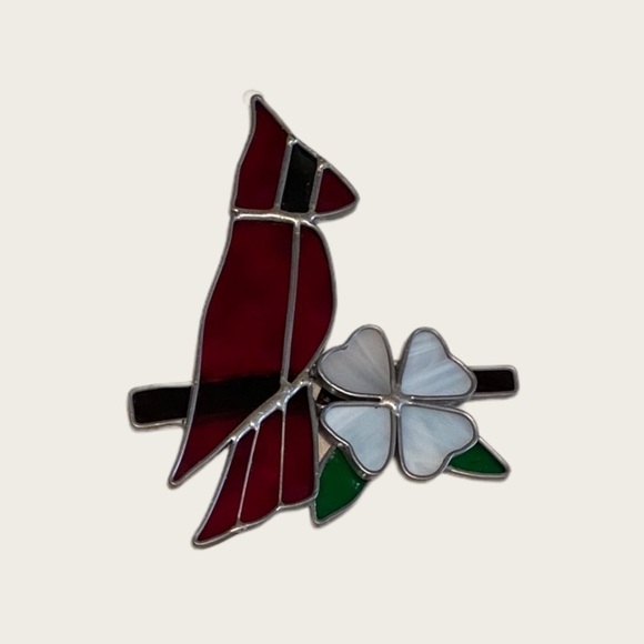 Stained Glass Red Bird Suncatcher - Picture 2 of 3